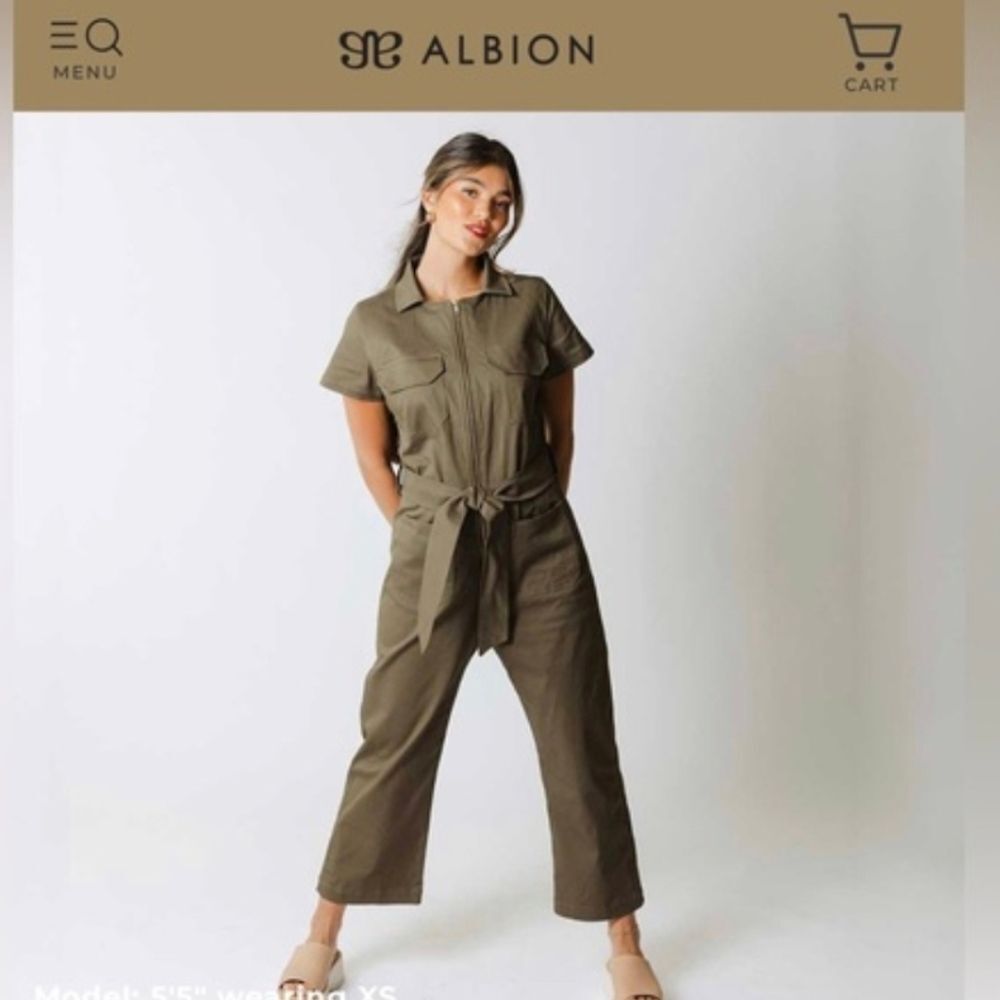 Albion Fit Hamptons Jumpsuit XS Black  Canvas Zip Front Short Sleeve - Picture 9 of 9